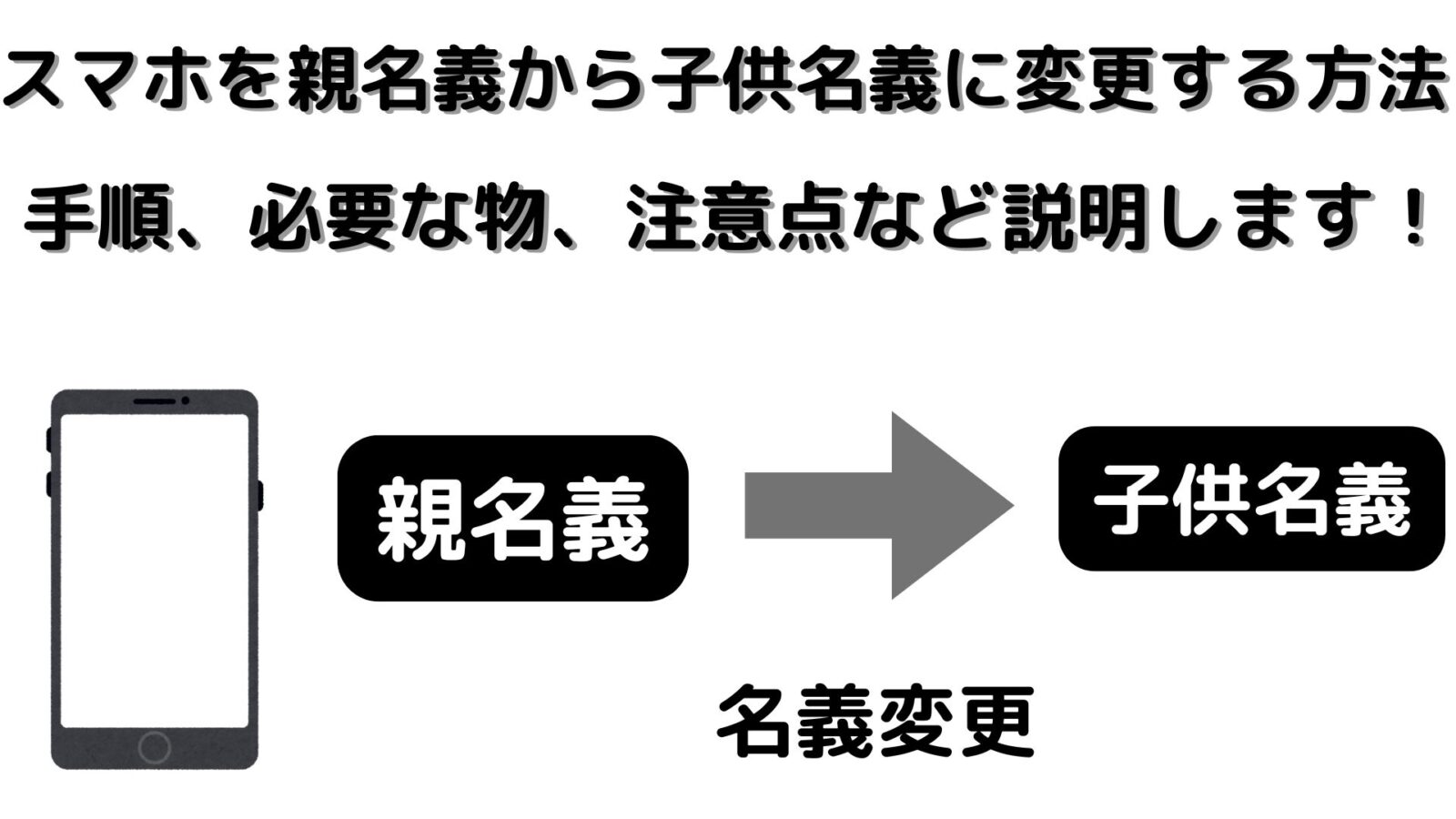 スマホを親名義から子供名義に変更する方法は?手順、必要な物、注意点など